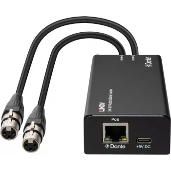 LINDY codificador de áudio XLR de 2 canais para Dante, PoE, AES67, 24-Bit/96kHz 70618