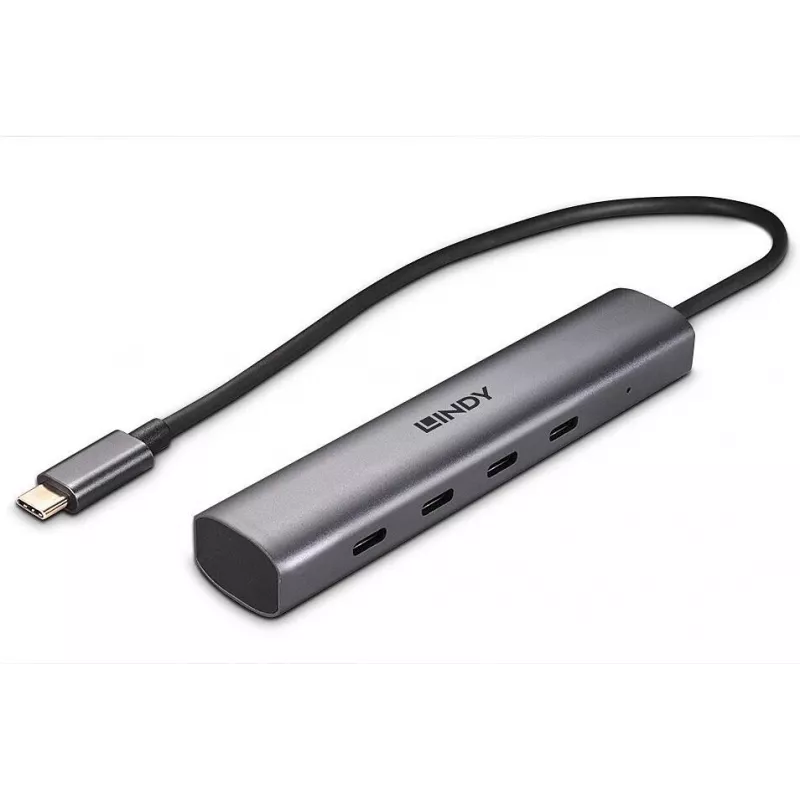 Lindy Hub USB 3.2 Gen 2 Type-C de 4 portas para ligar quatro dispositivos USB Type-C à porta USB Type-C do computador (43384)
