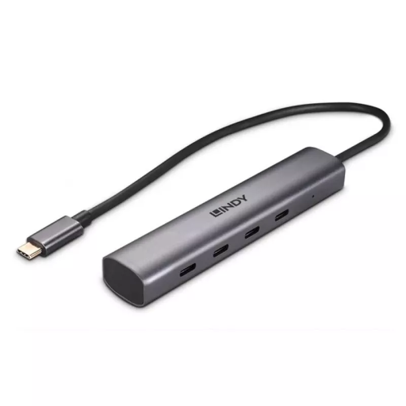 Lindy Hub USB 3.2 Gen 2 Type-C de 4 portas para ligar quatro dispositivos USB Type-C à porta USB Type-C do computador (43384)