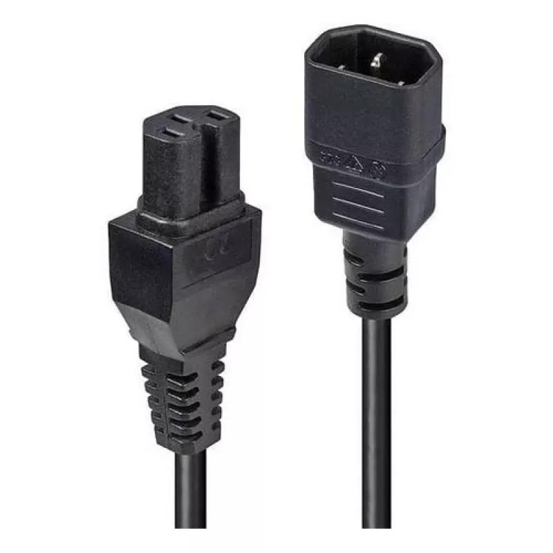 Cabo de alimentação LINDY 5m C14 para C15 – ficha IEC C14 para conector fêmea IEC C15, 250V 10A, preto