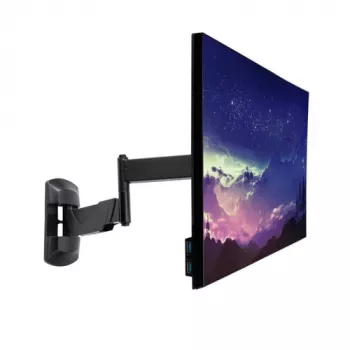 LINDY suporte de parede ajustável para monitor (preto, para monitores até 66 cm / 26 polegadas) com função Full Motion de inclinação e rotação, VESA 75x75/100x100, máx. 15 kg
