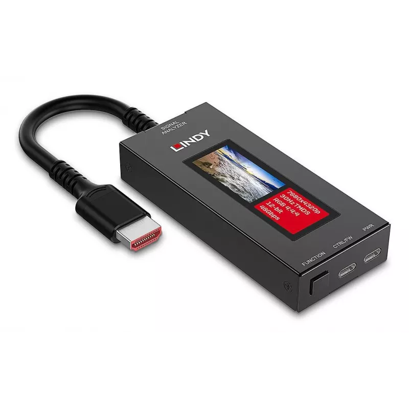 LINDY Analisador de sinal HDMI 8K60 com ecrã OLED para vídeo HDMI 2.1 8K