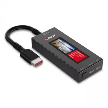LINDY Analisador de sinal HDMI 8K60 com ecrã OLED para vídeo HDMI 2.1 8K