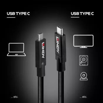 Lindy 43439 USB 3.2 Gen 2 Cabo ativo de USB-C para USB-C, 8 m, 10 Gbps, 8K60, 100 W PD