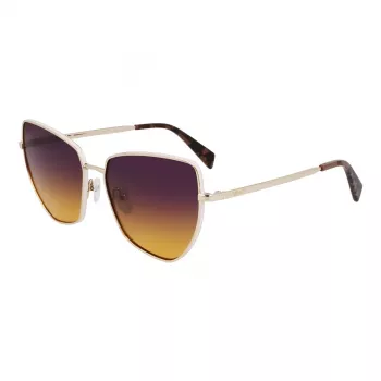 Óculos de sol de mulher LIU JO Butterfly LJ159S5816716 - Armação de acetato Havana castanho com lentes de policarbonato castanhas degradê, largura da lente 58 mm, proteção 100% UV400