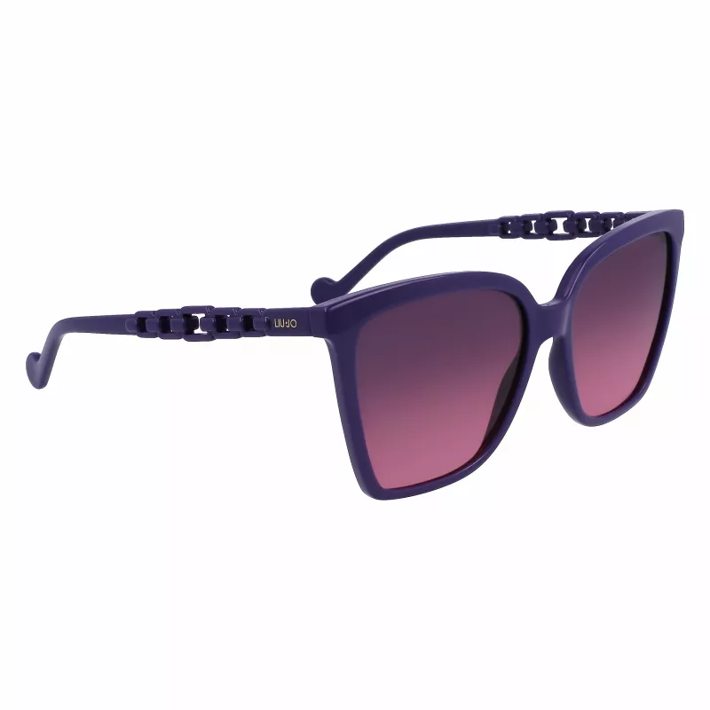 Óculos de sol de mulher em forma de olho de gato LIU JO LJ773S-500 - armação de acetato preta com lentes cinzentas degradê - 57 mm