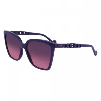 Óculos de sol de mulher em forma de olho de gato LIU JO LJ773S-500 - armação de acetato preta com lentes cinzentas degradê - 57 mm