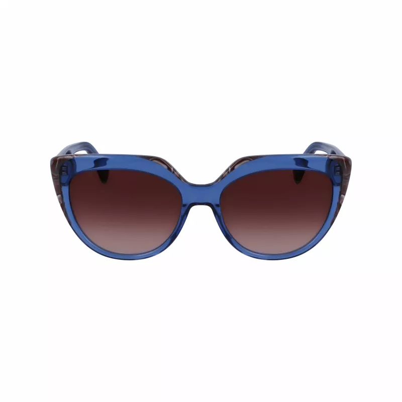 Óculos de sol de mulher LIU JO LJ783S-416 armação azul olho de gato lentes cinzentas degradê 55mm