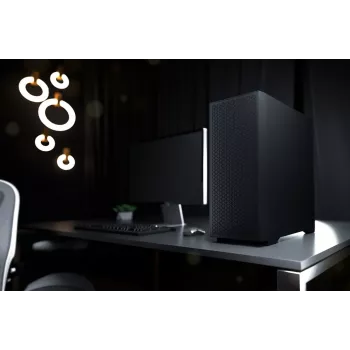Caixa de PC midi-tower LOGIC AT-DART-PRO-SOLI-10 DART PRO Solid, preto, USB-C, ATX, painel lateral em aço sem vidro temperado