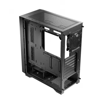 Caixa de PC midi-tower LOGIC AT-DART-PRO-SOLI-10 DART PRO Solid, preto, USB-C, ATX, painel lateral em aço sem vidro temperado