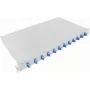 Caixa de fusão LogiLink 19 polegadas 1U para rack LC-Duplex 12 portas monomodo OS2, totalmente equipada, cinzento-claro F12LC2G