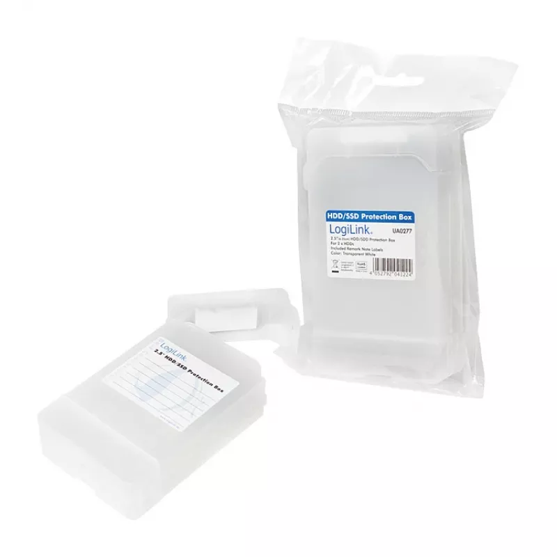 LogiLink caixa de proteção para disco 2.5 polegadas para 2 HDD/SSD, branca