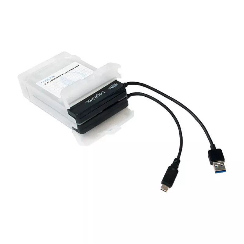 LogiLink caixa de proteção para disco 2.5 polegadas para 2 HDD/SSD, branca