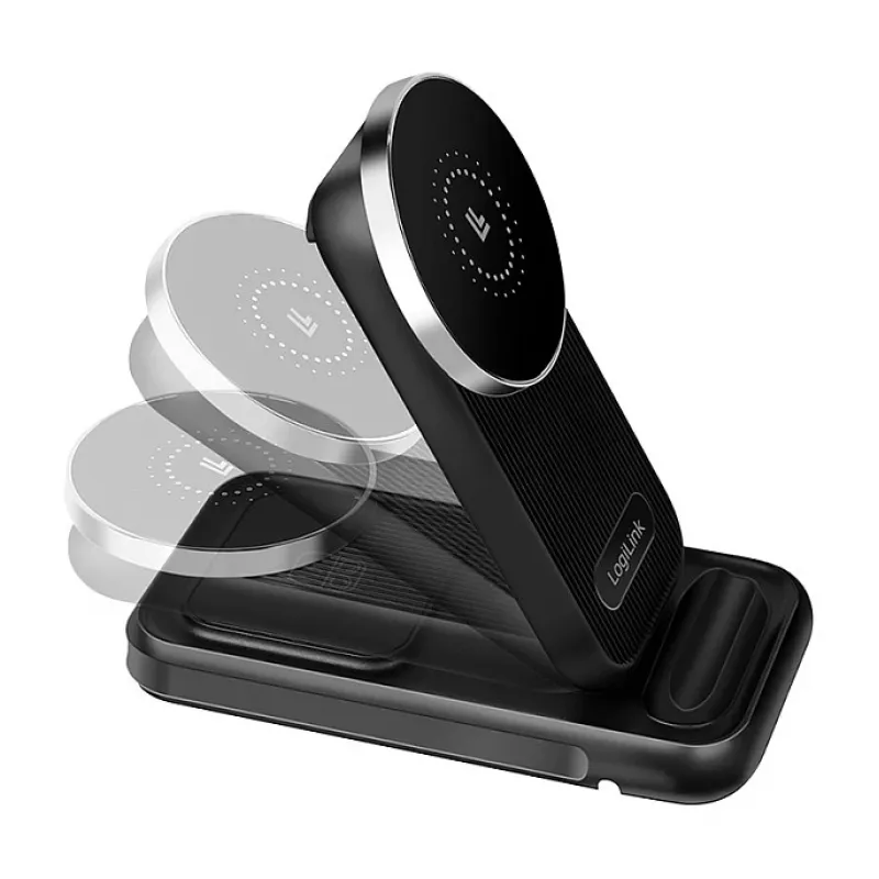 Logilink Carregador de Mesa Sem Fios 4-em-1, Estação de Carregamento Qi 15W (PA0292)