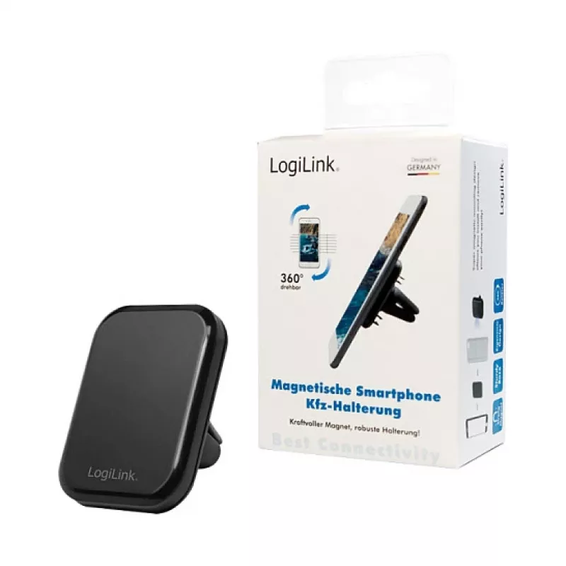 LogiLink AA0114 Suporte magnético para saídas de ar para smartphones, rotação 360°, universal, preto