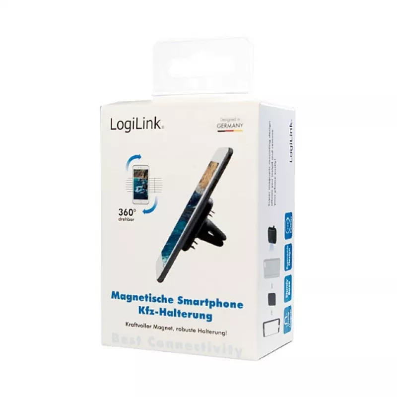 LogiLink AA0114 Suporte magnético para saídas de ar para smartphones, rotação 360°, universal, preto