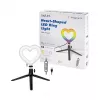 Luz de preenchimento LED em anel LOGILINK AA0155 com forma de coração e tripé, 20,5 cm, 10 níveis de brilho, 3000K-6000K, USB-A