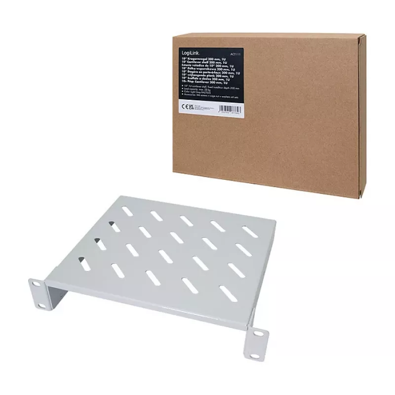 Logilink ACT111 Prateleira para Armário de 200 mm 1U Cinzento Nível de Rack