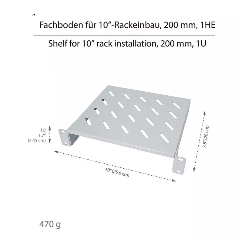 Logilink ACT111 Prateleira para Armário de 200 mm 1U Cinzento Nível de Rack