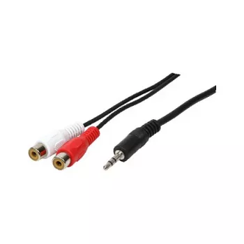 Cabo de áudio LogiLink, conector jack 3,5 mm para 2 conectores fêmea RCA, preto, 0,2 m
