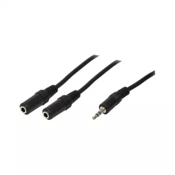 LogiLink Cabo divisor de áudio, ficha estéreo 3,5 mm para 2 conetores fêmea estéreo 3,5 mm, preto, 0,2 m