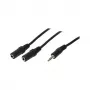 LogiLink Cabo divisor de áudio, ficha estéreo 3,5 mm para 2 conetores fêmea estéreo 3,5 mm, preto, 0,2 m