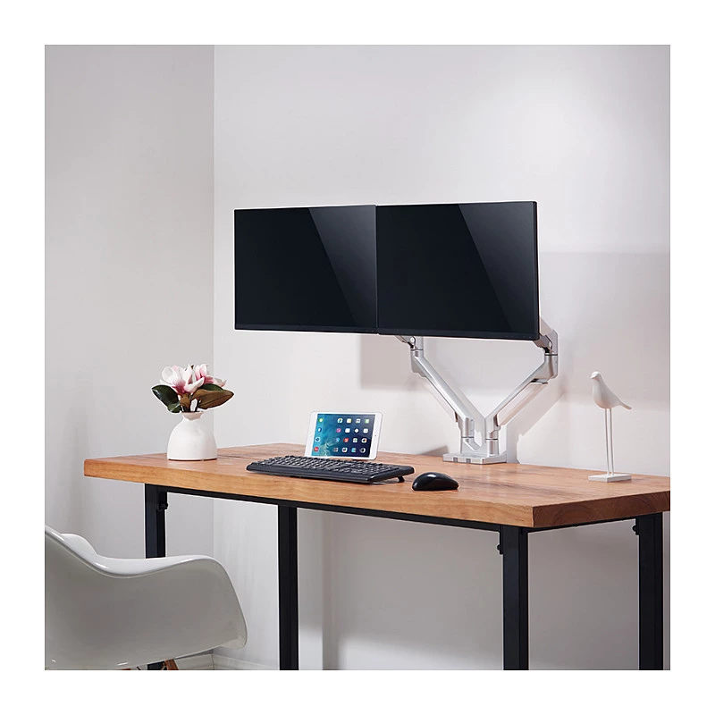 LogiLink BP0088 TIS 17-32 suporte de secretária para dois monitores, mola a gás, 3 articulações, máx. 9 kg, prateado