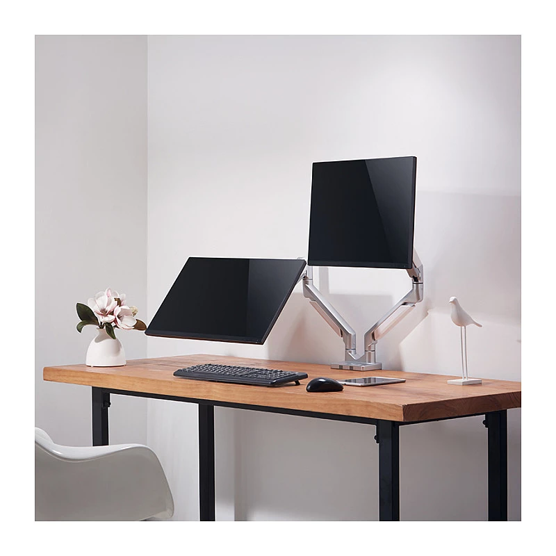 LogiLink BP0088 TIS 17-32 suporte de secretária para dois monitores, mola a gás, 3 articulações, máx. 9 kg, prateado