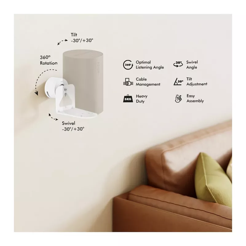 LogiLink BP0207W suporte de parede para altifalante para Sonos Era 100 & Era 300, branco, máx. 5 kg