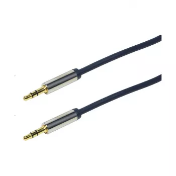 Cabo de auscultadores LogiLink CA10030 Premium 3,5 mm TRS, fichas metálicas, azul, 0,3 m