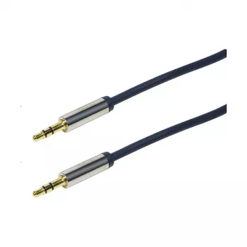 LogiLink CA10050 Cabo de áudio estéreo ficha TRS 3,5 mm para ficha TRS 3,5 mm, fichas metálicas, azul, 0,5 m