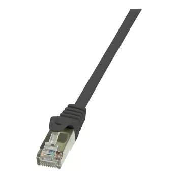 LogiLink Cabo de rede Cat.5e F/UTP, 7,5 m, preto, RJ45, contactos dourados, Gigabit Ethernet
