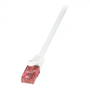 Cabo de rede LOGILINK Cat.6 U/UTP, 0,25 m, branco, cobre, Gigabit Ethernet, RJ45, proteção anti-dobras, bainha PVC