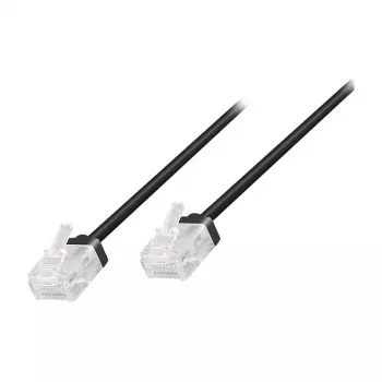 Cabo de rede LogiLink Cat.6A U/UTP Slim High-Flex, 5,0 m, preto, diâmetro 2,8 mm, flexível e macio, pack de 1 (CQ3073U)
