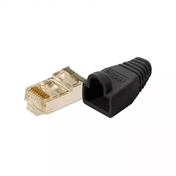 LogiLink ficha modular Cat5e RJ45, blindada (8P8C), preto – embalagem de 100 unidades