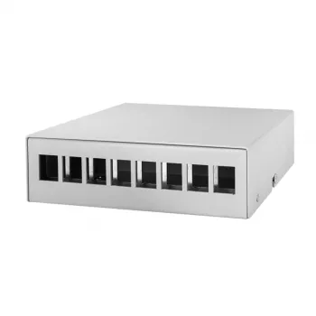 Logilink Caixa de Ponto de Consolidação 8 Portas, Montagem em Mesa/Parede/Calha DIN, Cinzento