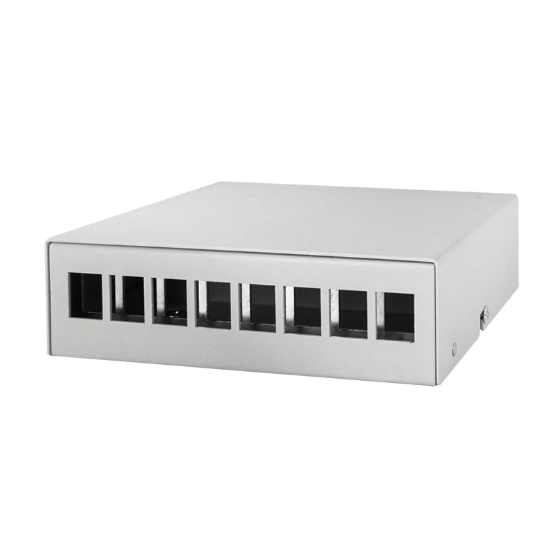 Logilink Caixa de Ponto de Consolidação 8 Portas, Montagem em Mesa/Parede/Calha DIN, Cinzento