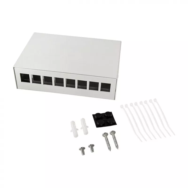 Logilink Caixa de Ponto de Consolidação 8 Portas, Montagem em Mesa/Parede/Calha DIN, Cinzento