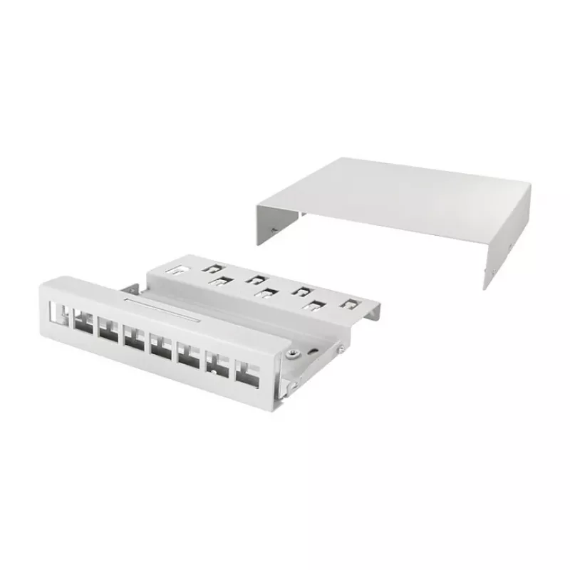 Logilink Caixa de Ponto de Consolidação 8 Portas, Montagem em Mesa/Parede/Calha DIN, Cinzento