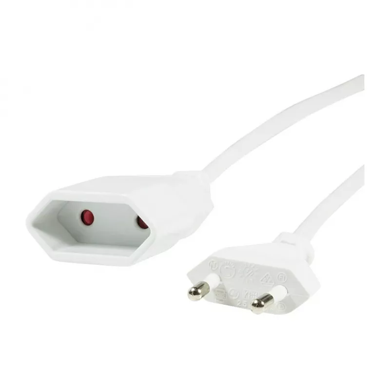 LogiLink CP125 Cabo de extensão, ficha Euro CEE 7/16 para conector fêmea, 1 m, Branco