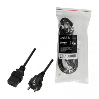 Logilink CP151 Cabo de alimentação, CEE 7/7 para IEC C19, preto, 1 m