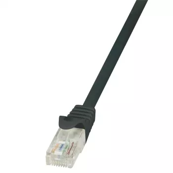 Cabo de patch LogiLink CP2023U EconLine Cat6 U/UTP RJ45 - 0,5 m, Preto, com proteção snap-on