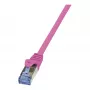 LogiLink CQ3019S Cabo de rede CAT 6A S/FTP, RJ45, 0,25 m, rosa, LSZH, snagless