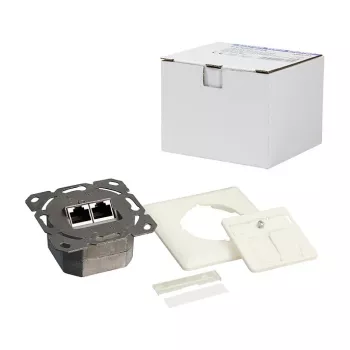 Tomada de parede LogiLink DSIT Cat. 6a blindada de 2 portas RJ45 marfim