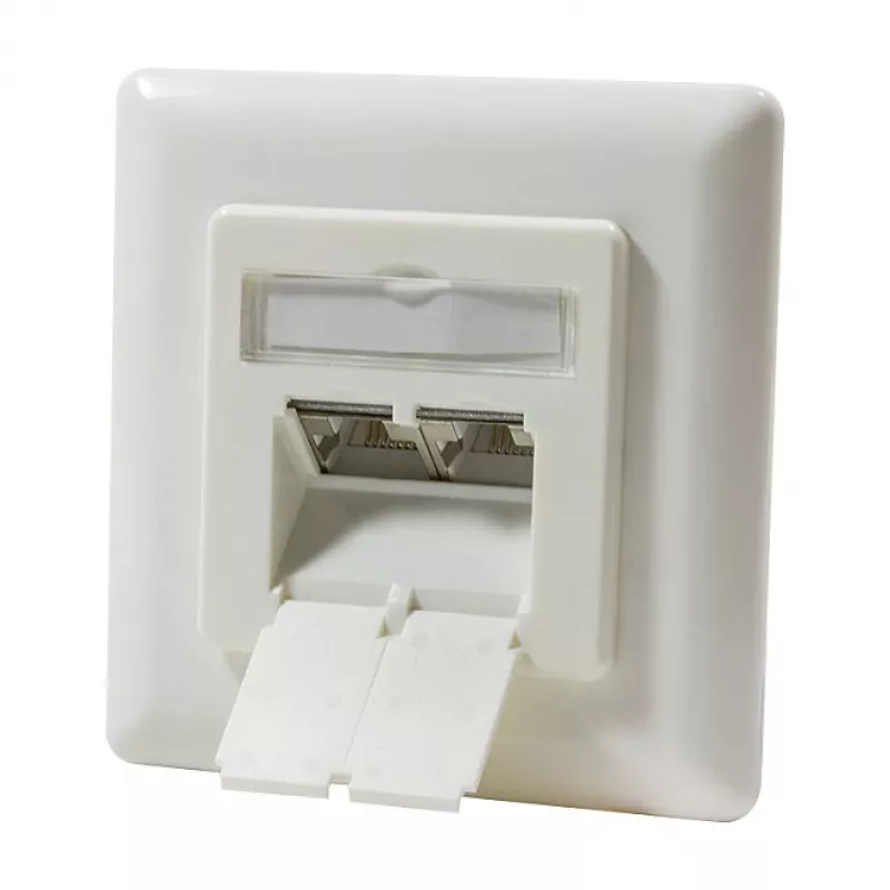 Tomada de parede LogiLink DSIT Cat. 6a blindada de 2 portas RJ45 marfim