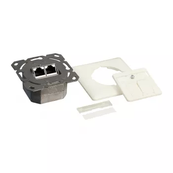 Tomada de parede LogiLink DSIT Cat. 6a blindada de 2 portas RJ45 marfim