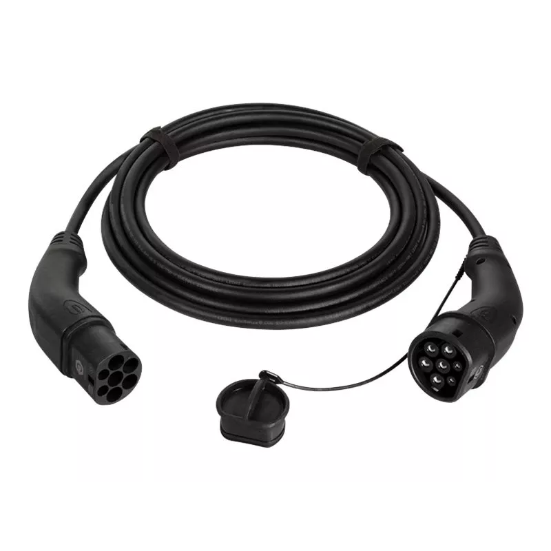 Cabo de carregamento LogiLink para carros elétricos Type 2, 11 kW, 3 fases, 20 A, 10 m, preto