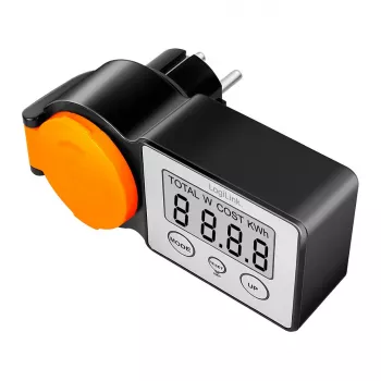 LogiLink Medidor de custo de energia para exterior, ecrã LCD, preto/laranja