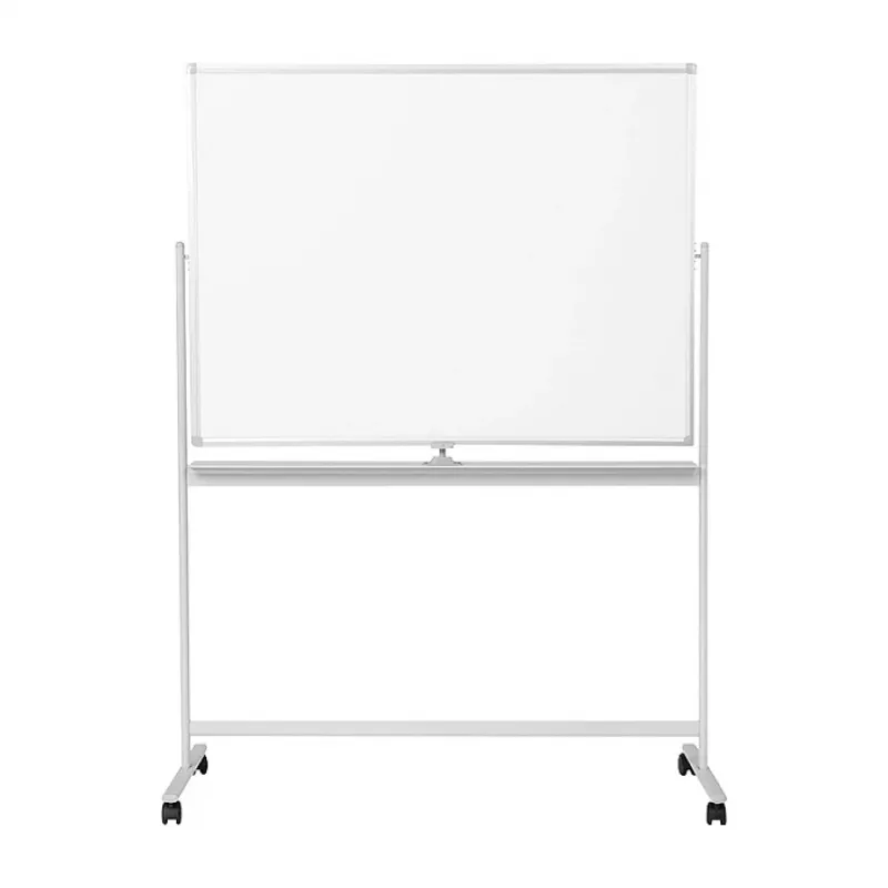 LogiLink EO0064 quadro branco móvel de dupla face, aço magnético, moldura de alumínio, 120x80 cm, branco/prateado