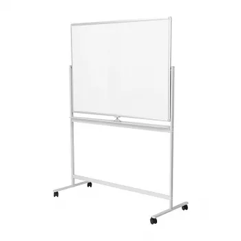 LogiLink EO0064 quadro branco móvel de dupla face, aço magnético, moldura de alumínio, 120x80 cm, branco/prateado